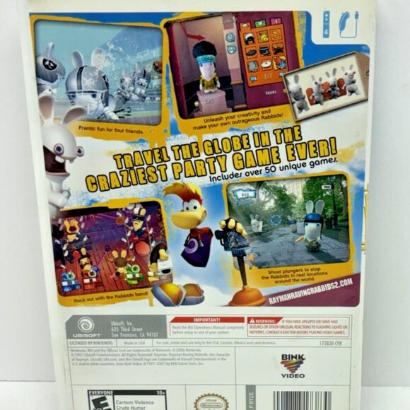 Nintendo Wii - Rayman Raving Rabbids 2 - Complete In Box w/Two Instruction Books - Picture 2 of 3